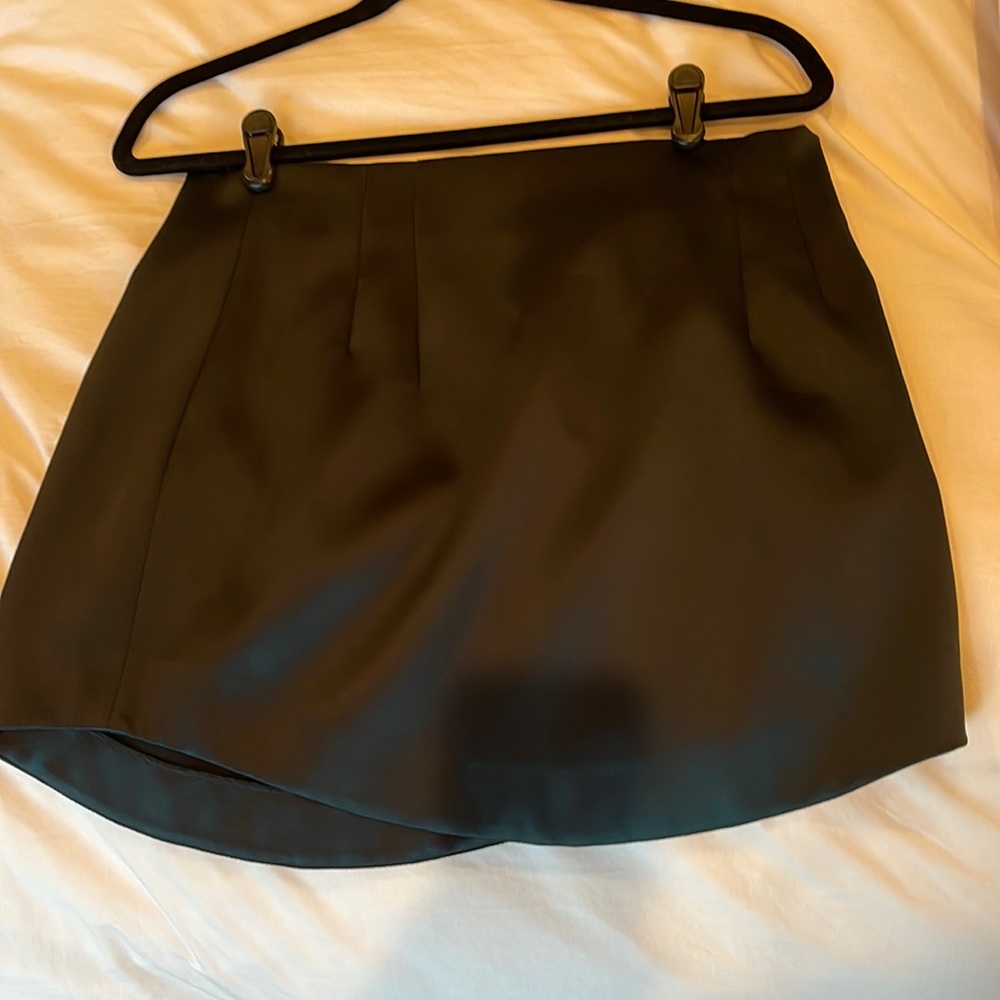 zara dark green silk miniskirt